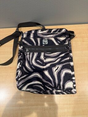 Brighton Zebra-Print Messenger Cross Body Bag - Black & White.